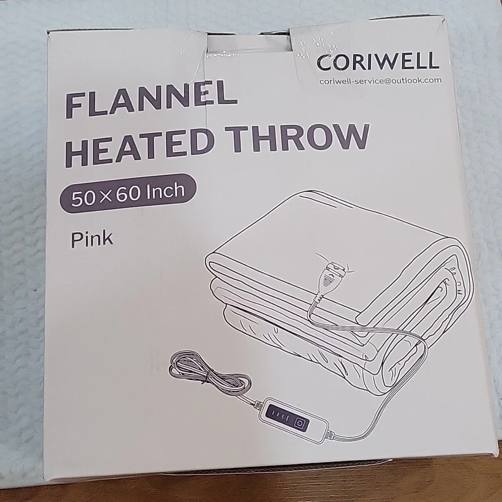 Coriwell Pink Heated Electric Throw white Sherpa 50x60